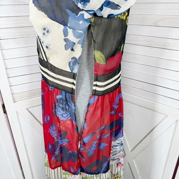 Kaktus Floral Patternblock Patchwork Tiered Maxi Dress Small Cottagecore Boho - Picture 8 of 14